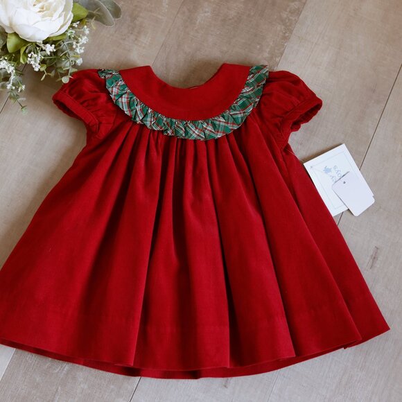 Red Cotton Corduroy Float Dress Plaid Trim Bailey Boys NWT Portrait Fall Winter - Picture 6 of 6